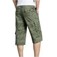 thumbnail image 2 of Men's Casual Twill Elastic Cargo Shorts Below Knee Loose Fit Multi-Pockets Capri Long Shorts 3/4 Outdoor Pants, 2 of 6