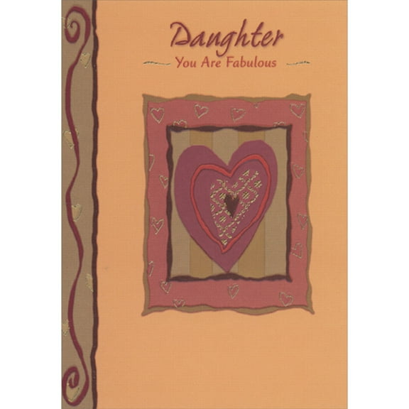 Designer Greetings Daughter You Are Fabulous: Dark Red Frame Around Hearts Within Hearts African American Mother's Day Card