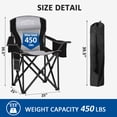 thumbnail image 2 of FREESKY Camping Chair, Oversized Padded Folding Camp Chair Supports 480 lbs, Portable Quad Armchair with Cooler Bag and Storage Pocket, 2 Pack, Black, 2 of 7