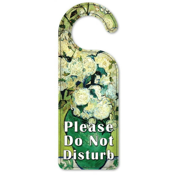 Do Not Disturb Door Knob Hanger Sign - Van Gogh: Vase of Roses