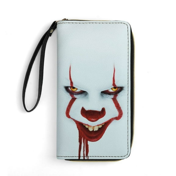 Pennywise Leather Wallet with Wristlet Credit Card Holder Zipper Clutch Stylish Purse for Women Men