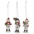 thumbnail image 1 of Friendly White Snowman 3.5 inch Polyresin Decorative Hanging Ornament Set 3, 1 of 6