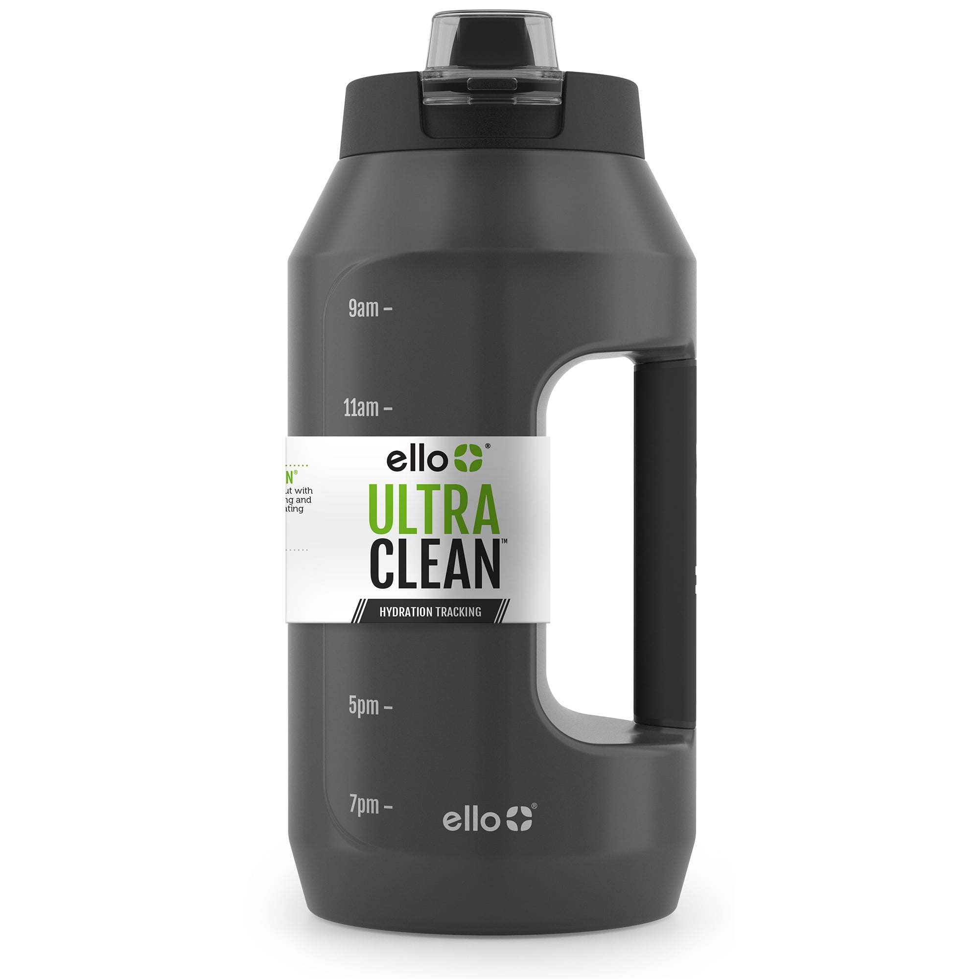 Ello Ultra Clean 64 fl oz Plastic FlipTop Water Bottle, Black