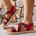 thumbnail image 2 of Pandaie Flat Sandals Womens Slip on Summer Beach Vacation Shoes Elastic Criss Cross Band Casual Walking Slides with Arch Support Wine 8, 2 of 6