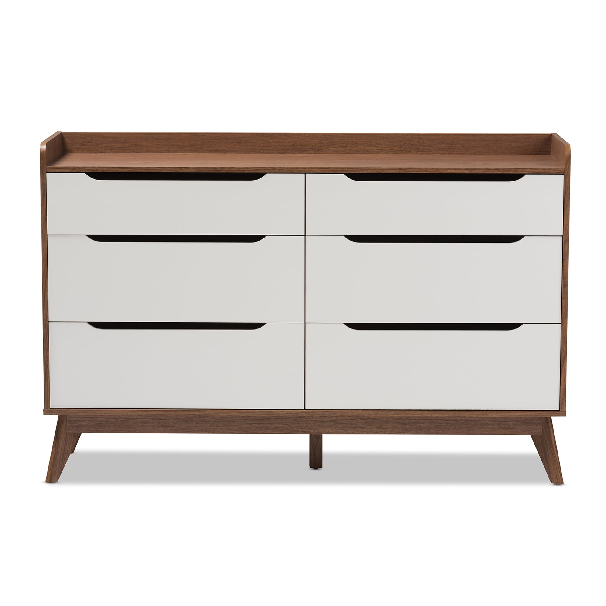 Bartel Modern White and Walnut Wood 6-Drawer Storage Dresser by Bellamy Studios