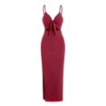 thumbnail image 3 of Vibrant V-Neck Cami Dress Sexy Cut Out Split Hem Sleeveless Flowy Essential, 3 of 13
