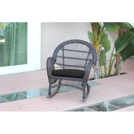Jeco Inc. Wicker Rocker Chair with Cushions (Set of 4)