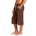 thumbnail image 4 of Nokdvo Long Shorts for Mens Elastic Waist Drawstring Pants Pockets Wide Leg Stretch 3/4 Shorts Below Knee Workout Athletic Casual Loose Fit Summer Pant,Coffee XL, 4 of 6