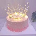 thumbnail image 2 of Decoración brillante hecha a mano para tarta de feliz cumpleaños para niñas, corona de perlas artificiales blancas para decoración de boda, graduación, princesa, reina, fiesta de cumpleaños,, 2 of 5