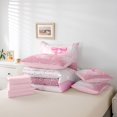 thumbnail image 6 of meiyoeat 3D Cartoon Coquette Bows 7 Pieces Full Size Bedding Sets For Kids,Girly Personalized Alphabet P Full Size Bed in a Bag,Pink Reversible, 6 of 7