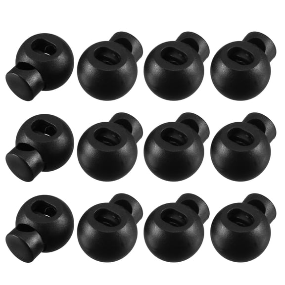 Uxcell Plastic Loaded Cord Lock Stopper Ball Spring Cap  Safe Sewing Fasteners Black 12 Pack