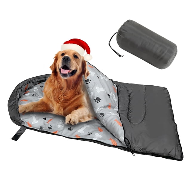 Saco de Dormir Impermeable y Cálido para Perros GeerDuo para Acampar Gris