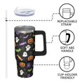 thumbnail image 3 of Halloween Cup, Scary Skull Pumpkin Tumbler 30oz with Handle and Straw, Insulated Coffee Travel Gift Mug, 3 of 5