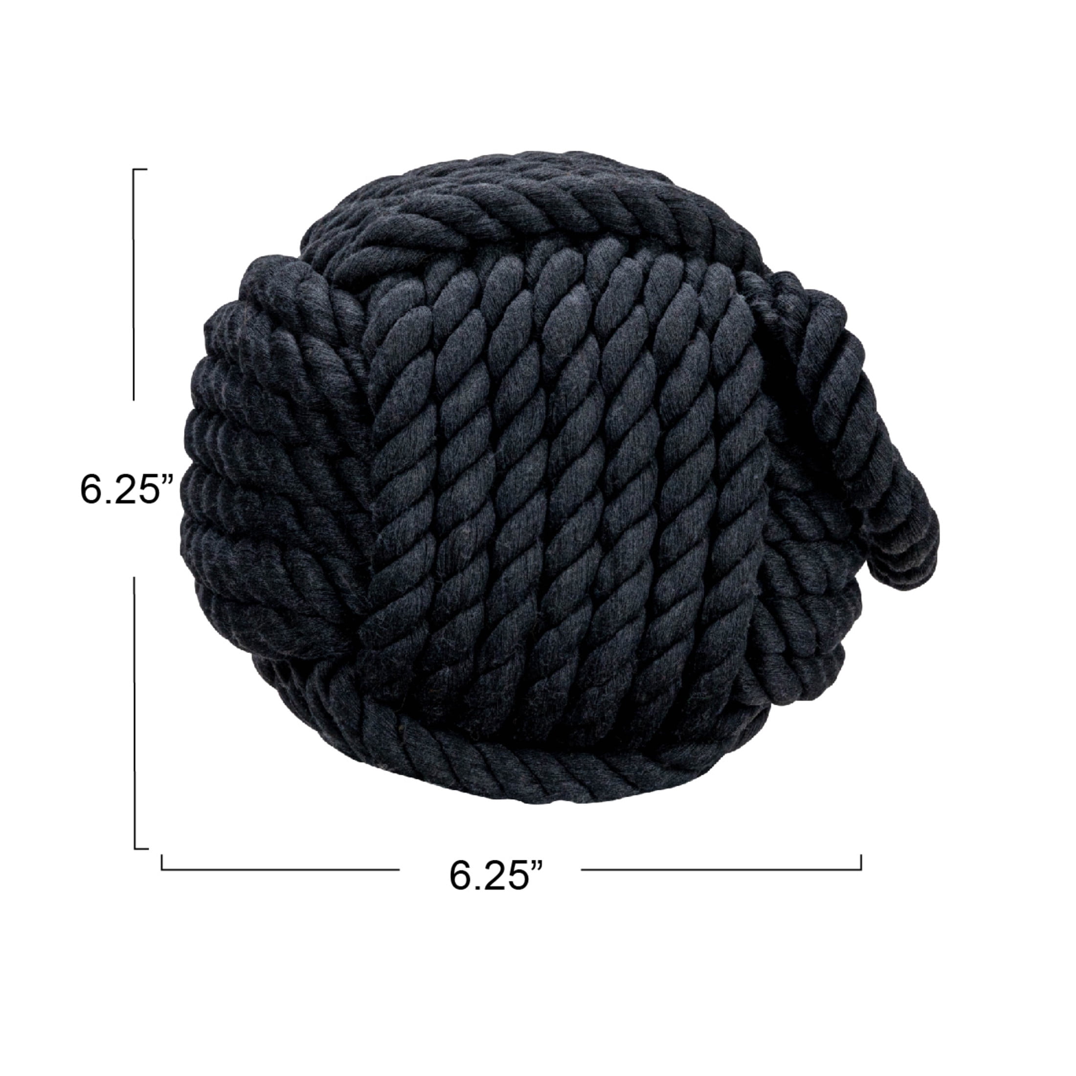 Creative Co-Op Nautical Rope Knot Decorative Cotton Door Stop, Black