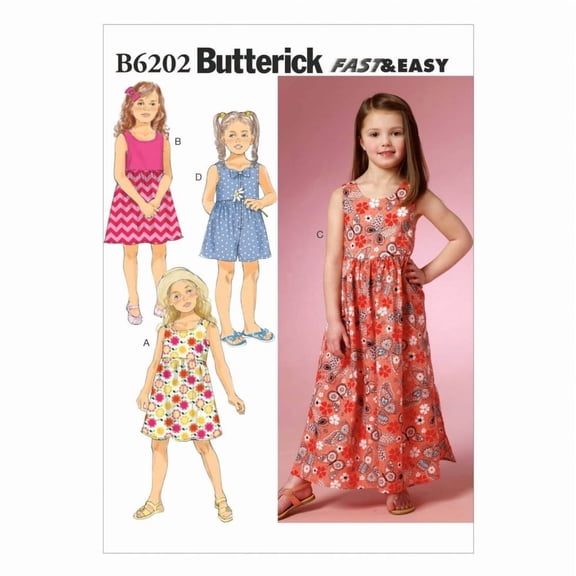 Butterick Paper Sewing Pattern 6202 - Dresses and Shorts for Kids