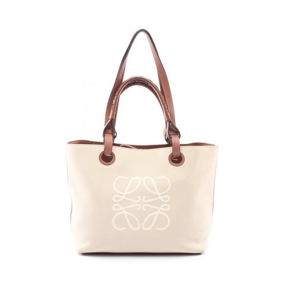 Pre-Owned LOEWE Anagram 2-Way Tote Bag/Handbag, Canvas, Brown, Women's, Beige/Brown, A717S72X06