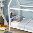 thumbnail image 6 of SESSLIFE House Bed with Fence, Wood House Bed, Floor Bed Frame, Twin Canopy Bed for Bedroom, No Box Spring Needed (White), 6 of 7