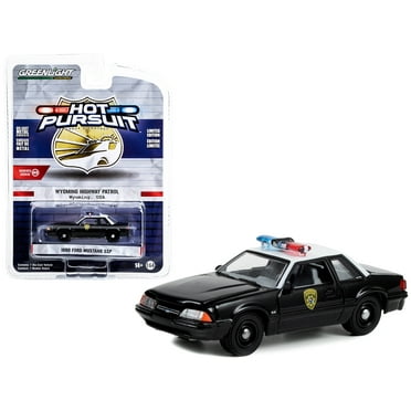 1990 Ford Mustang SSP Black and White "Wyoming Highway Patrol" "Hot Pursuit" Series 43 1/64 Diecast Model Car by Greenlight