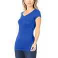 thumbnail image 3 of Moa Collection Women Casual Solid V-Neck Short Sleeve Basic T-Shirt Top, 3 of 4