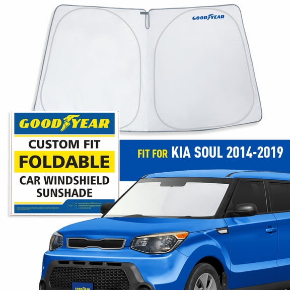 Goodyear Foldable Windshield Sun Shade for Kia Soul 2014-2019, Custom-Fit Car Windshield Cover,Car Sunshade,UV Protection,Vehicle Sun Protector,Auto Car Window Shades for Front Window- GY008215