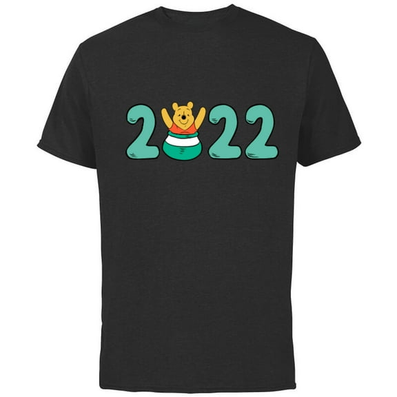 Disney Winnie the Pooh 2022 New Year’s Eve Standard - Short Sleeve Cotton T-Shirt for Adults - Customized-Black