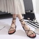 thumbnail image 4 of Sandalias planas para mujer con tiras cruzadas, sandalias romanas sencillas de verano para mujer, zapatos de playa para mujer, 4 of 5