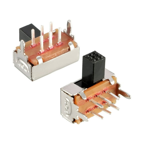 10Pcs 6mm Horizontal Slide Switch DPDT 2P2T 6 Terminals Panel Latching
