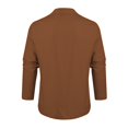 thumbnail image 3 of Camisas De Vestir Para Hombre 5xl Camisa de algodón de color sólido informal de moda para hombre Solapa suelta Manga larga Ocio Transpirable Todo superior con botón (Brown, XXL), 3 of 5