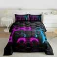 thumbnail image 2 of Erosebridal Colorful Gamepad Bedding Twin Comforter Set, Game Player Down Comforter, Honeycomb Geometric Reversible Comforter Sets Twin Size, Lightweight Room Decorative, 2pcs, 2 of 7