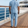 thumbnail image 6 of BVOFAR Mens Summer Beach Outfits 2 Piece Short Sleeve Button Down Shirt and Cargo Pants Sets Casual Vacation Loungewear Sky Blue XXL, 6 of 7