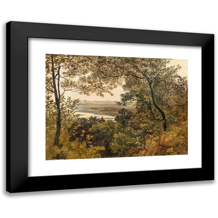 Circle of Friedrich Gauermann 14x11 Black Modern Framed Museum Art Print Titled - View of the Unregulated Danube from the Bisamberg
