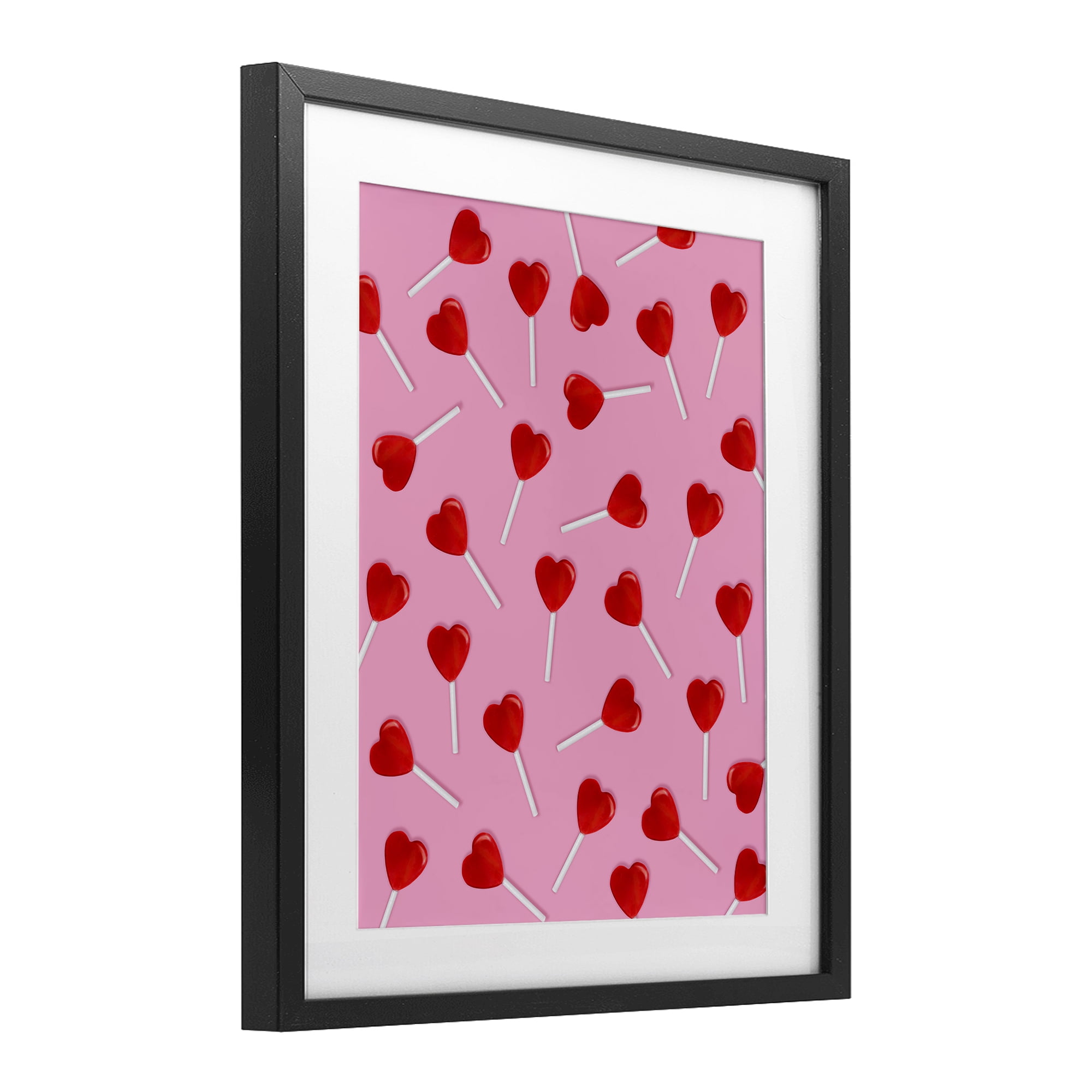 Stupell Industries Heart Lollipop Pattern Black Framed Print Under Glass, design by LISH Creative