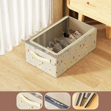 Clothes Storage Box Closet Organizers and Storage Boxes, Under Bed Storage Bins with Zippers & Handles, Christmas Storage Box Toy Storage Bins with Lids for Space Saving 40x30x15CM (Bear)
