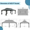 thumbnail image 2 of Newboti 14x22FT Hardtop Gazebo, Outdoor Gazebo with Galvanized Steel Double Roof, Aluminum Frame, Built-in Gutter System, Curtain and Netting, Metal Gazebo Pavilion for Patio Deck Garden, Grey 9648128, 2 of 7