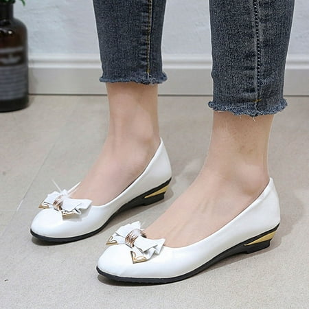 

Mishuowoti casual shoes for women 2023 Fashion Summer Women Casual Shoes Bow Metal Low Heel Shallow Mouth