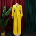 thumbnail image 5 of WTXUE Jumpsuits, Skort Long Sleeve A-Line V-Neck, Trousers Trousers Solid Vestidos Casuales Para Mujer Verano Maxi Women's Plus, Yellow Size 4XL, 5 of 9
