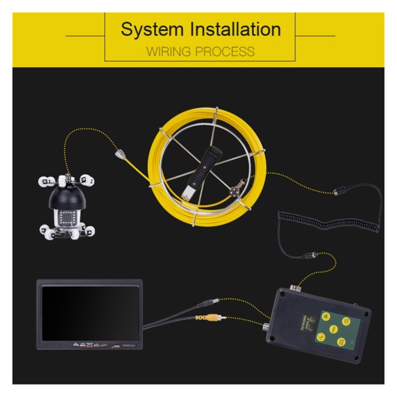 50m Cable Sewer Drain Pipe Inspection Camera System With DVR 360 Degree Rotation Waterproof Industrial Pipeline Endoscope ,Stunning Clarity