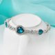 thumbnail image 1 of CHAO Pulsera de mujer con colgante de corazón de diamantes de imitación y aleación ajustable, cadena de muñeca sencilla y elegante, joyería de mano, regalo para niñas, nuevo azul claro, 1 of 4