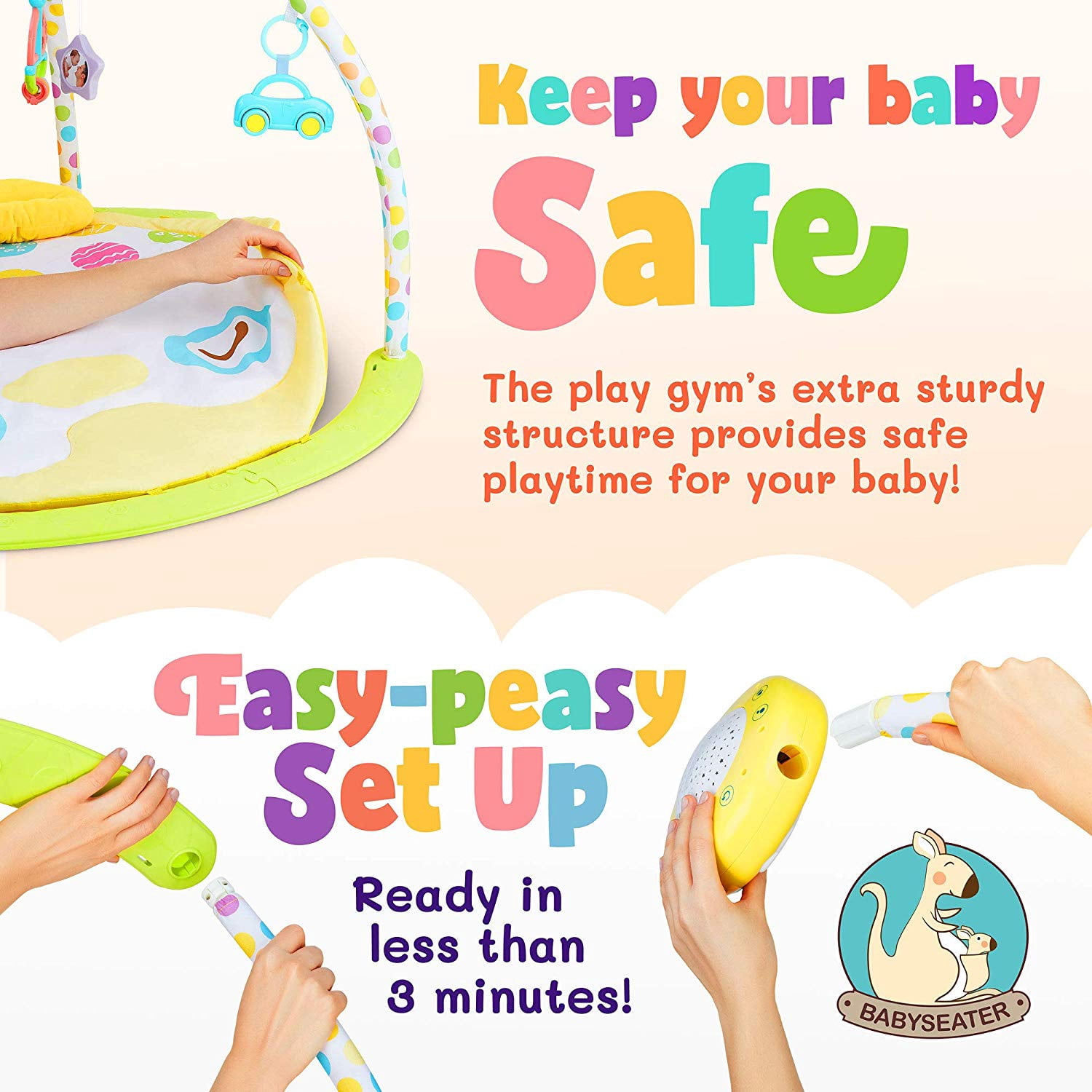babyseater baby gym kick and play piano activity
