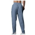 thumbnail image 5 of HOMADLES Mens Jogger Sweatpants Elastic Waist Drawstring Straight Leg Linen Mens Open Bottom Pants Light Blue M, 5 of 8