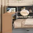 thumbnail image 4 of Mirightone Full Platform Bed with Desk and Storage, Wood Daybed with Charging Station, Upholstered Headboard & Light for Teens Adults, Grey, 4 of 8