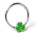 thumbnail image 4 of Body Candy 16G Steel Hinged Segment Ring Seamless CartilageSweet Happy Shamrock Nose Hoop 3/8, 4 of 7