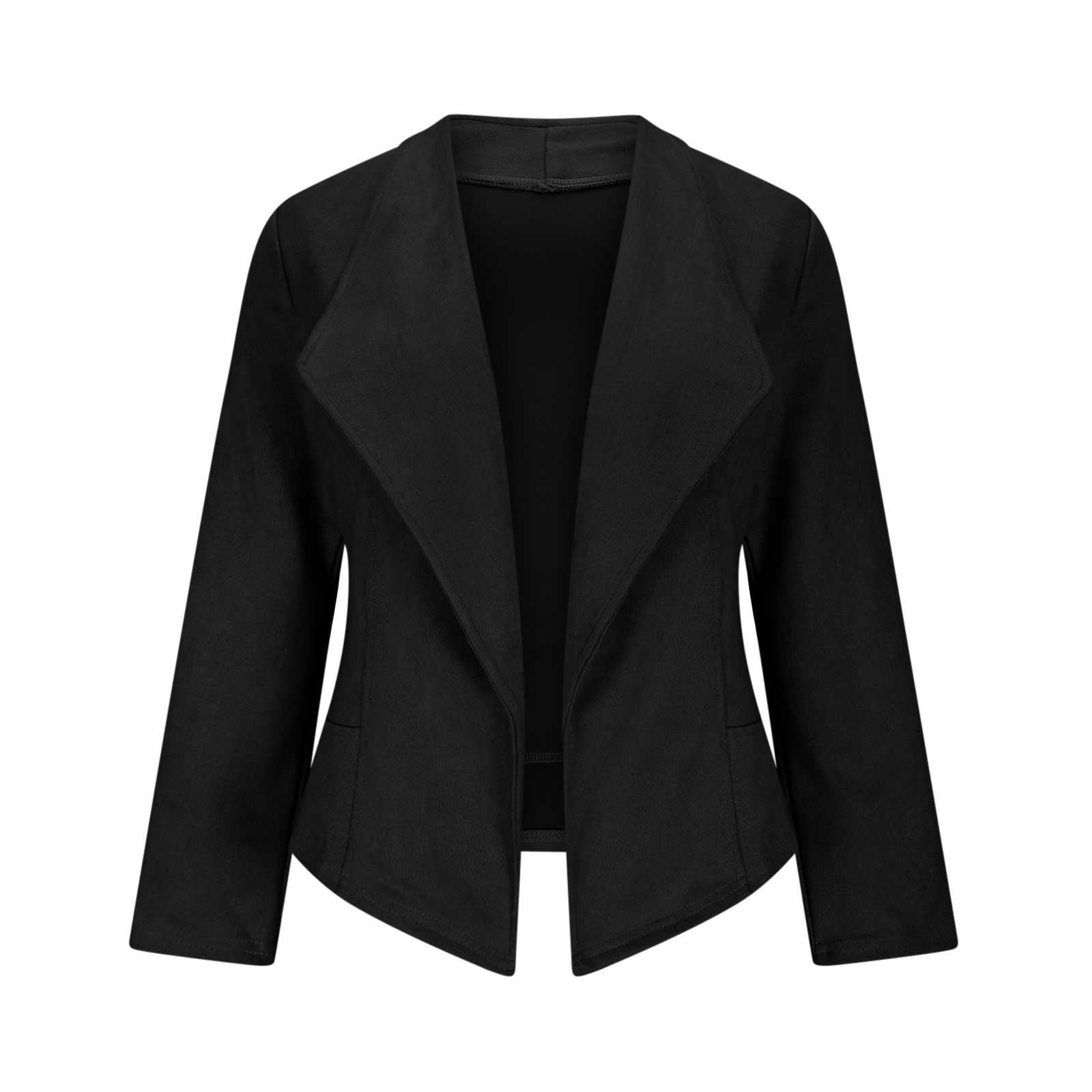 FAVIPT Womens Crop Faux Suede Jackets Fall Fashion 2025 Outfits Winter Clothes Open Front Cropped Coat Outwear Black,XL