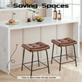 thumbnail image 6 of 25" Saddle Counter Stools Set of 6, Tufted Faux Leather Counter Height Bar Stools with Metal Legs for Kitchen Island, Yellow Brown, 6 of 9