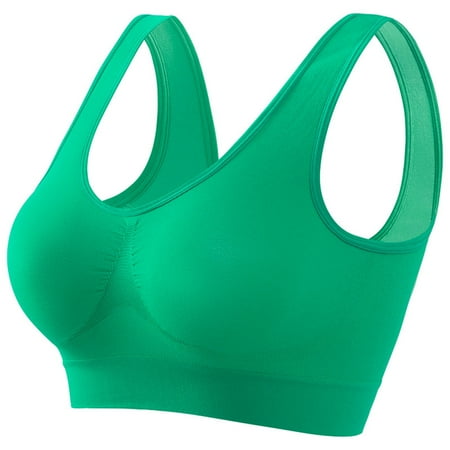 Kddylitq Seamless Bras For Women Bralette Breathable Adjustable Balconette Push Up Bra Smoothing Compression Running Sport Push Up Wirefree Wireless Placed Lingerie Bras Green 5XL