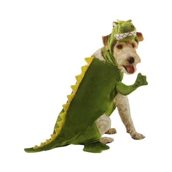 Plush Green Dinosauar Dog Costume 2 Piece Halloween Dino Pet Attire Small
