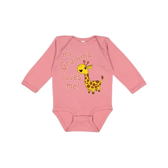 Inktastic My Gramma Loves me- cute giraffe Boys or Girls Long Sleeve Baby Bodysuit