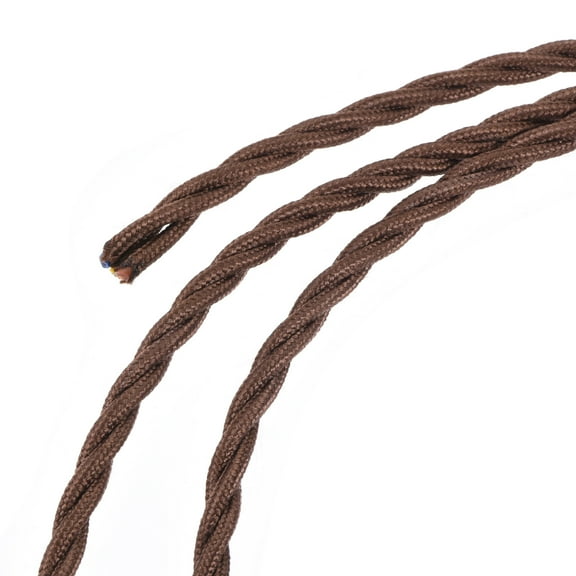 Uxcell 2 M/6.6 Ft 3 Core 18AWG Vintage Twisted Cloth Covered Electrical Wire Brown