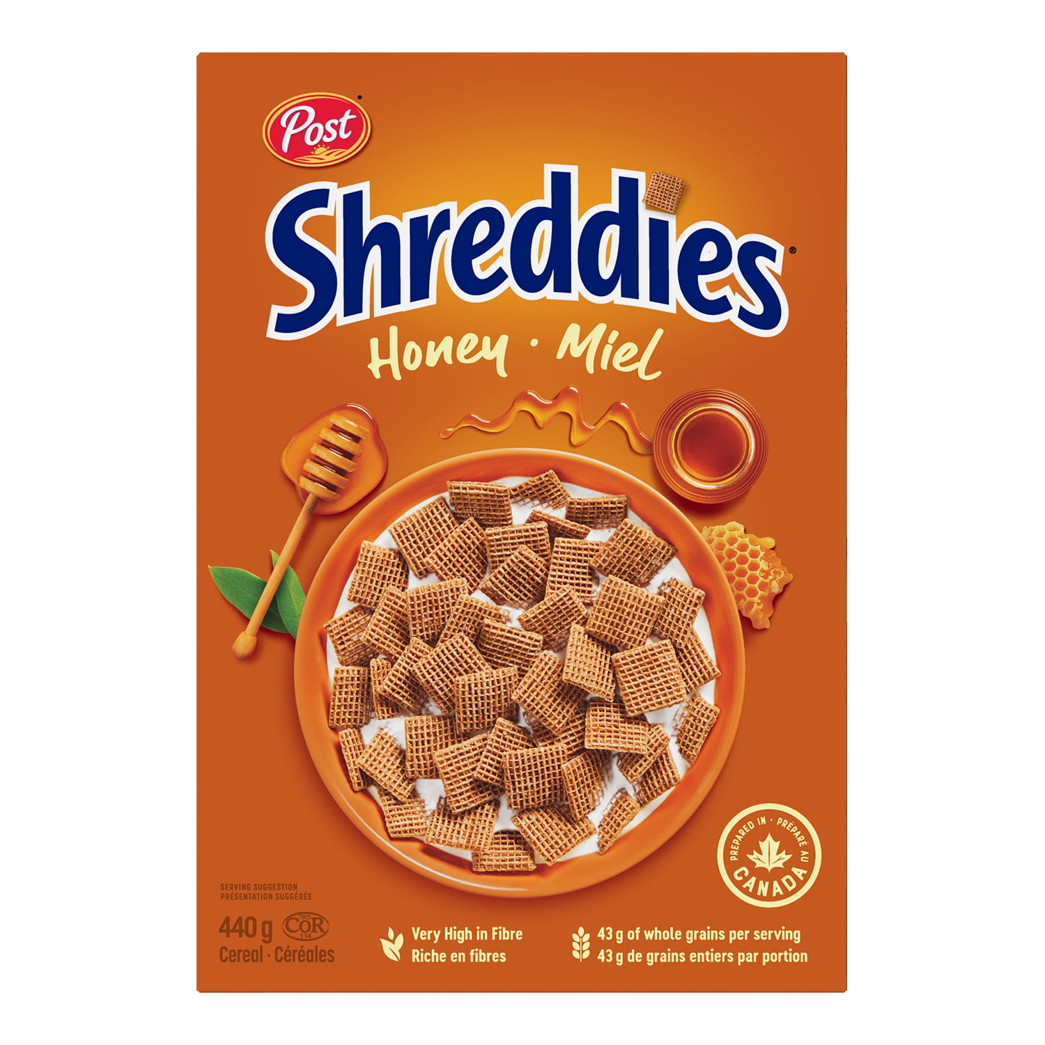 Post Honey Shreddies Cereal, Retail Size, 440 g