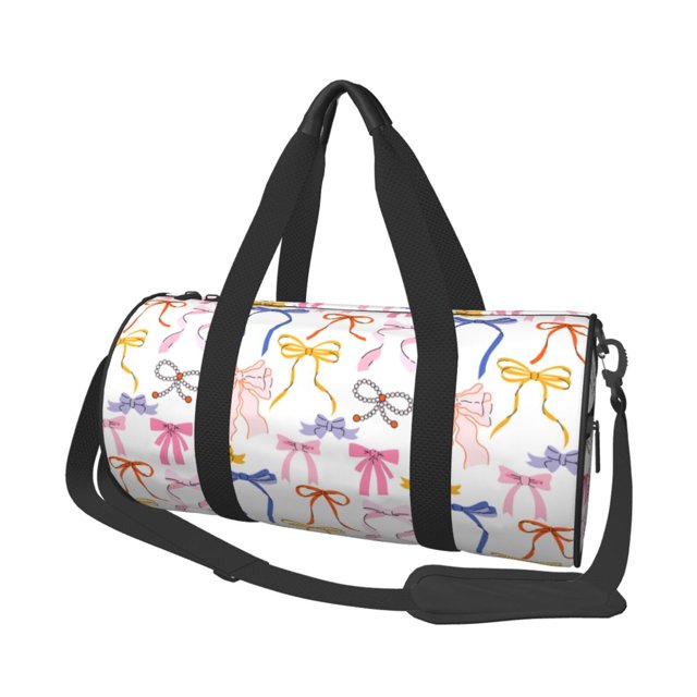 Balery bow ribbons Bolsa de Gimnasio para Mujeres y Hombres, Bolsa de Viaje Impermeable, Bolsa de Fin de Semana con Compartimento para Zapatos y Bolsillo Húmedo